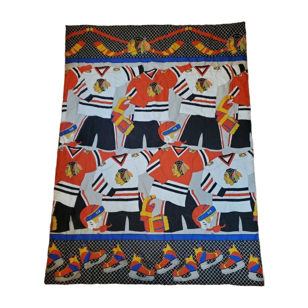 Chicago Blackhawks Blanket Vintage Twin Comforter Ice Hockey Tommy Hawk Logo Red